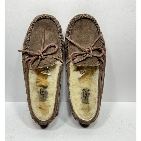 UGG Dakota Brown Suede Slippers Moccasins 5612 Wool Lined Shoes Women's Size 6 - Picture 8 of 8